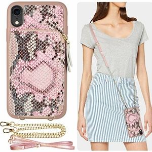 😍Zve Pink Snakeskin iPone 8 Case And Wallet😍